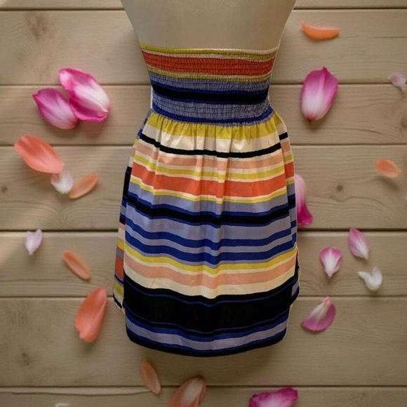 Striped Multicolor Puff Skirt Dress Striped Party Dress Multi Occasion - Picture 3 of 9